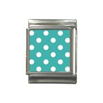 Polka Dots - White on Verdigris Italian Charm (13mm)