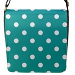 Polka Dots - White on Verdigris Flap Closure Messenger Bag (S)