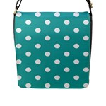 Polka Dots - White on Verdigris Flap Closure Messenger Bag (L)