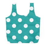 Polka Dots - White on Verdigris Full Print Recycle Bag (L)