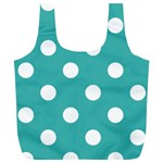 Polka Dots - White on Verdigris Full Print Recycle Bag (XL)
