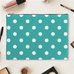 Polka Dots - White on Verdigris Cosmetic Bag (XL)