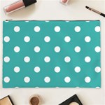 Polka Dots - White on Verdigris Cosmetic Bag (XXL)