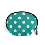 Polka Dots - White on Verdigris Accessory Pouch (Small)