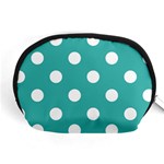 Polka Dots - White on Verdigris Accessory Pouch (Medium)