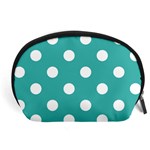 Polka Dots - White on Verdigris Accessory Pouch (Large)