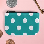 Polka Dots - White on Verdigris Mini Coin Purse