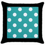 Polka Dots - White on Verdigris Throw Pillow Case (Black)