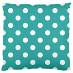 Polka Dots - White on Verdigris Large Cushion Case (Two Sides)