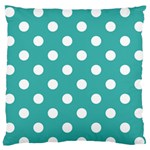 Polka Dots - White on Verdigris Standard Flano Cushion Case (Two Sides)