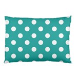 Polka Dots - White on Verdigris Pillow Case (Two Sides)