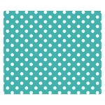 Polka Dots - White on Verdigris Double Sided Flano Blanket (Small)