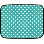 Polka Dots - White on Verdigris Double Sided Fleece Blanket (Mini)
