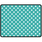 Polka Dots - White on Verdigris Fleece Blanket (Medium) (One Side)