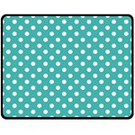 Polka Dots - White on Verdigris Double Sided Fleece Blanket (Medium) (Two Sides)