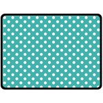 Polka Dots - White on Verdigris Double Sided Fleece Blanket (Large) (Two Sides)