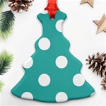 Polka Dots - White on Verdigris Ornament (Christmas Tree)