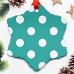 Polka Dots - White on Verdigris Snowflake Ornament (Two Sides)