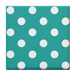 Polka Dots - White on Verdigris Tile Coaster