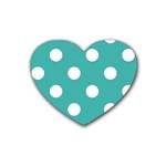 Polka Dots - White on Verdigris Rubber Coaster (Heart)