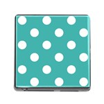 Polka Dots - White on Verdigris Memory Card Reader (Square)