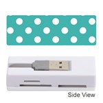 Polka Dots - White on Verdigris Memory Card Reader (Stick)