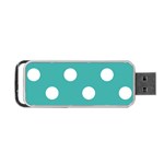 Polka Dots - White on Verdigris Portable USB Flash (One Side)