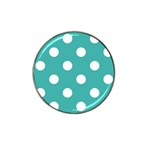 Polka Dots - White on Verdigris Hat Clip Ball Marker
