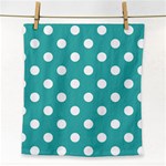 Polka Dots - White on Verdigris Face Towel