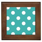 Polka Dots - White on Verdigris Framed Tile