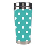 Polka Dots - White on Verdigris Stainless Steel Travel Tumbler