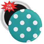 Polka Dots - White on Verdigris 3  Magnet (100 pack)