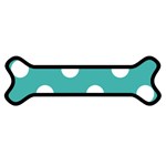 Polka Dots - White on Verdigris Magnet (Dog Bone)