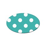 Polka Dots - White on Verdigris Sticker Oval (10 pack)