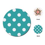 Polka Dots - White on Verdigris Playing Cards (Round)