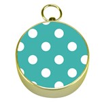 Polka Dots - White on Verdigris Gold Compass