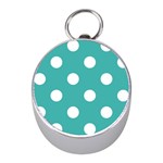 Polka Dots - White on Verdigris Silver Compass (Mini)