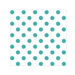 Polka Dots - Verdigris on White Small Satin Scarf  (Square)