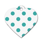 Polka Dots - Verdigris on White Dog Tag Heart (One Side)