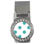 Polka Dots - Verdigris on White Money Clip (CZ)