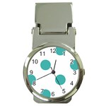 Polka Dots - Verdigris on White Money Clip Watch