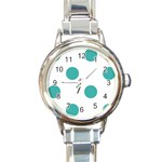 Polka Dots - Verdigris on White Round Italian Charm Watch