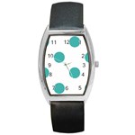 Polka Dots - Verdigris on White Barrel Style Metal Watch