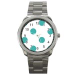 Polka Dots - Verdigris on White Sport Metal Watch
