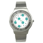 Polka Dots - Verdigris on White Stainless Steel Watch