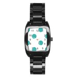 Polka Dots - Verdigris on White Stainless Steel Barrel Watch