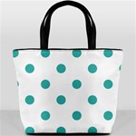 Polka Dots - Verdigris on White Bucket Bag