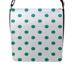 Polka Dots - Verdigris on White Flap Closure Messenger Bag (L)
