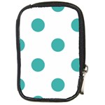 Polka Dots - Verdigris on White Compact Camera Leather Case