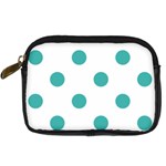 Polka Dots - Verdigris on White Digital Camera Leather Case
